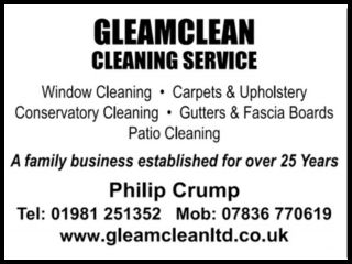 Gleamclean advert from The Flag